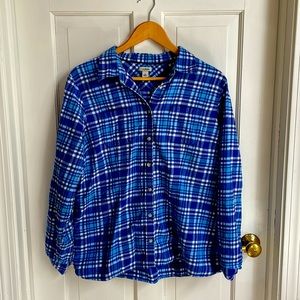 LL Bean blue plaid flannel
